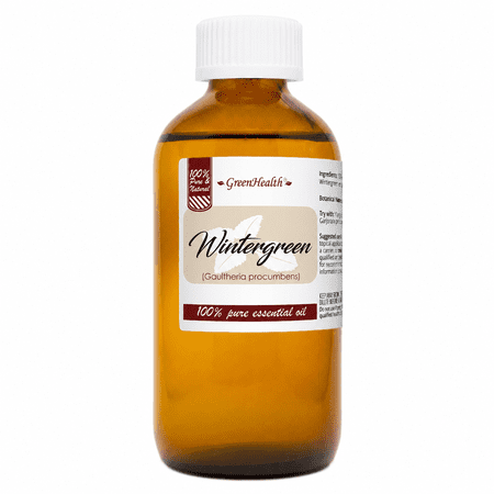Wintergreen Essential Oil - 8 fl oz (237 ml) Glass Bottle w/ Cap - 100% Pure Essential Oil by GreenHealth - Now Shipped with a Child Resistant Cap!