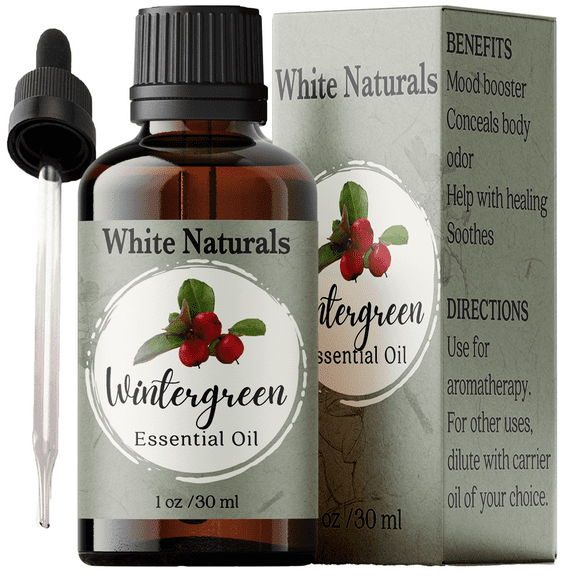 Wintergreen Essential Oil, Refreshing, 100% Pure Natural Therapeutic Grade for Diffuser-Inhalation Therapy, Crisp & Woodsy Scent by White Naturals 1 oz