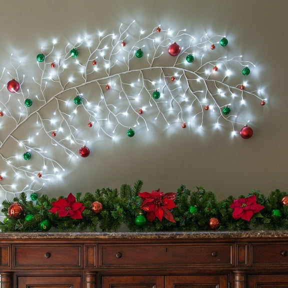 Wintergreen Lighting 118" Prelit Artificial Climbing Vine, White with Cool White LED Lights for Home Party Wedding Décor