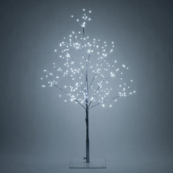 Wintergreen Lighting 3ft Lighted Tree Decoration with Silver Branches, 270 Cool White Fairy Lights, Fairy Light Tree