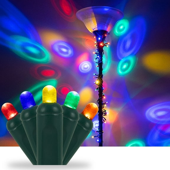 Wintergreen Lighting 50 Multicolor Halo Christmas Lights Holiday Party Convex Lights 4" Spacing (17.3')