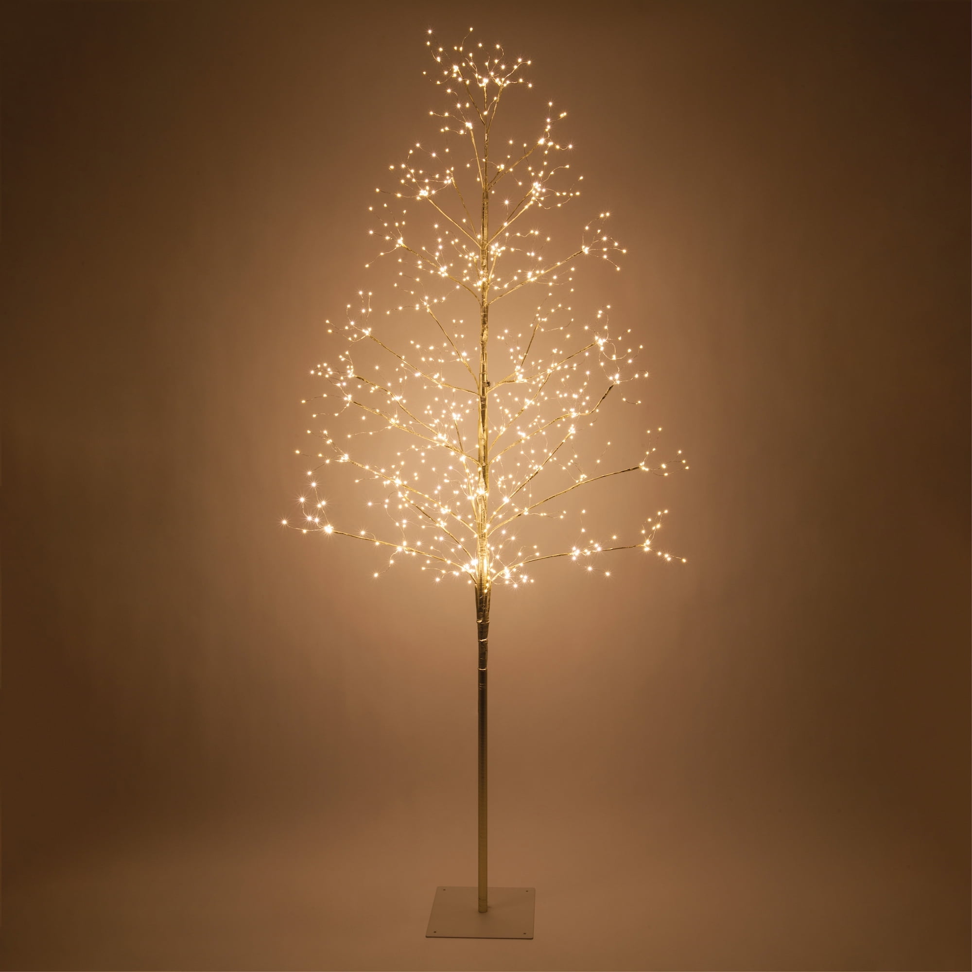 Wintergreen Lighting 7ft Lighted Tree Decoration with Gold Branches, 930 Warm White Fairy Lights, Fairy Light Tree