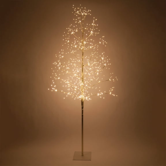 Wintergreen Lighting 7ft Lighted Tree Decoration with Gold Branches, 930 Warm White Fairy Lights, Fairy Light Tree