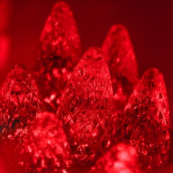 Wintergreen Lighting C6 Red Christmas Lights LED String Lights, Set of 70 Lights on Green Wire, 24 Ft - Indoor/Outdoor Lighting