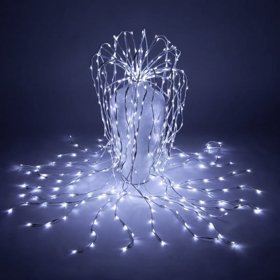 Wintergreen Lighting Falling Lighted Willow Branches, White Branches, 48in, Cool White LEDs, Steady Lights, Shapeable, Plug-In