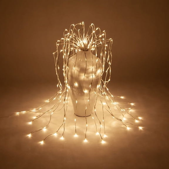 Wintergreen Lighting Falling Lighted Willow Branches, White Branches, 79in, Warm White LEDs, Steady Lights, Shapeable, Plug-In