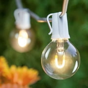 Wintergreen Lighting FlexFilament Edison Bulb Shatterproof G50 Patio Globe Lights, 10 ft White Wire, 10 Lights