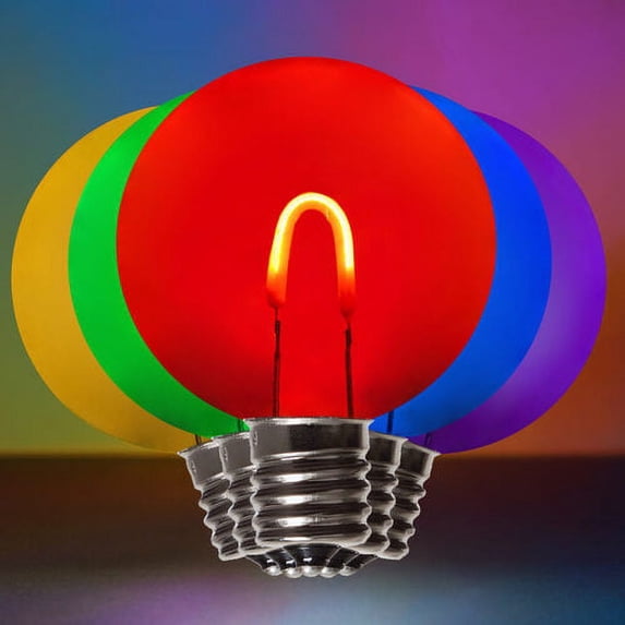 Wintergreen Lighting G50 Shatterproof FlexFilament LED Multicolor Patio Light Bulbs, 5-Pack, E17 Base