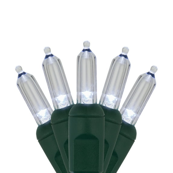 Wintergreen Lighting LED Christmas Tree Lights, T5 Mini Lights, LED String Lights, Christmas String Lights, 50 Lights, Green Wire