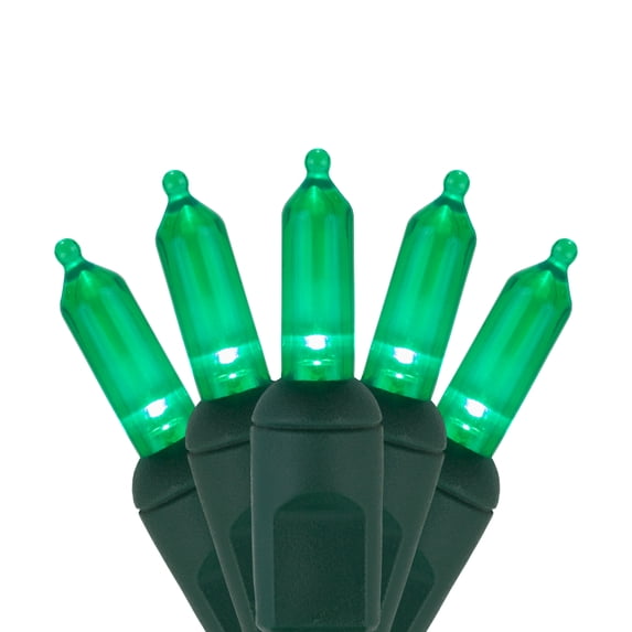 Wintergreen Lighting LED Christmas Tree Lights, T5 Mini Lights, LED String Lights, Christmas String Lights, 50 Lights, Green Wire