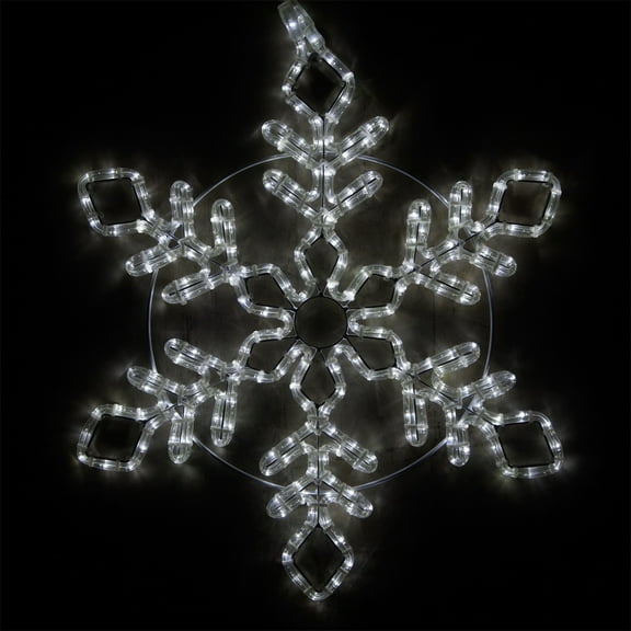 Wintergreen Lighting LED Snowflake Light Christmas Decorations Outdoor Snowflake Christmas Lights, Christmas Snowflake, LED Rope Light (24", Diamond Branch Snowflake, Cool White LED)