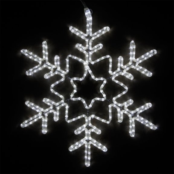 Wintergreen Lighting LED Snowflake Light Christmas Decorations Outdoor Snowflake Christmas Lights, Christmas Snowflake, LED Rope Light (28", Star Center Snowflake, Cool White LED)