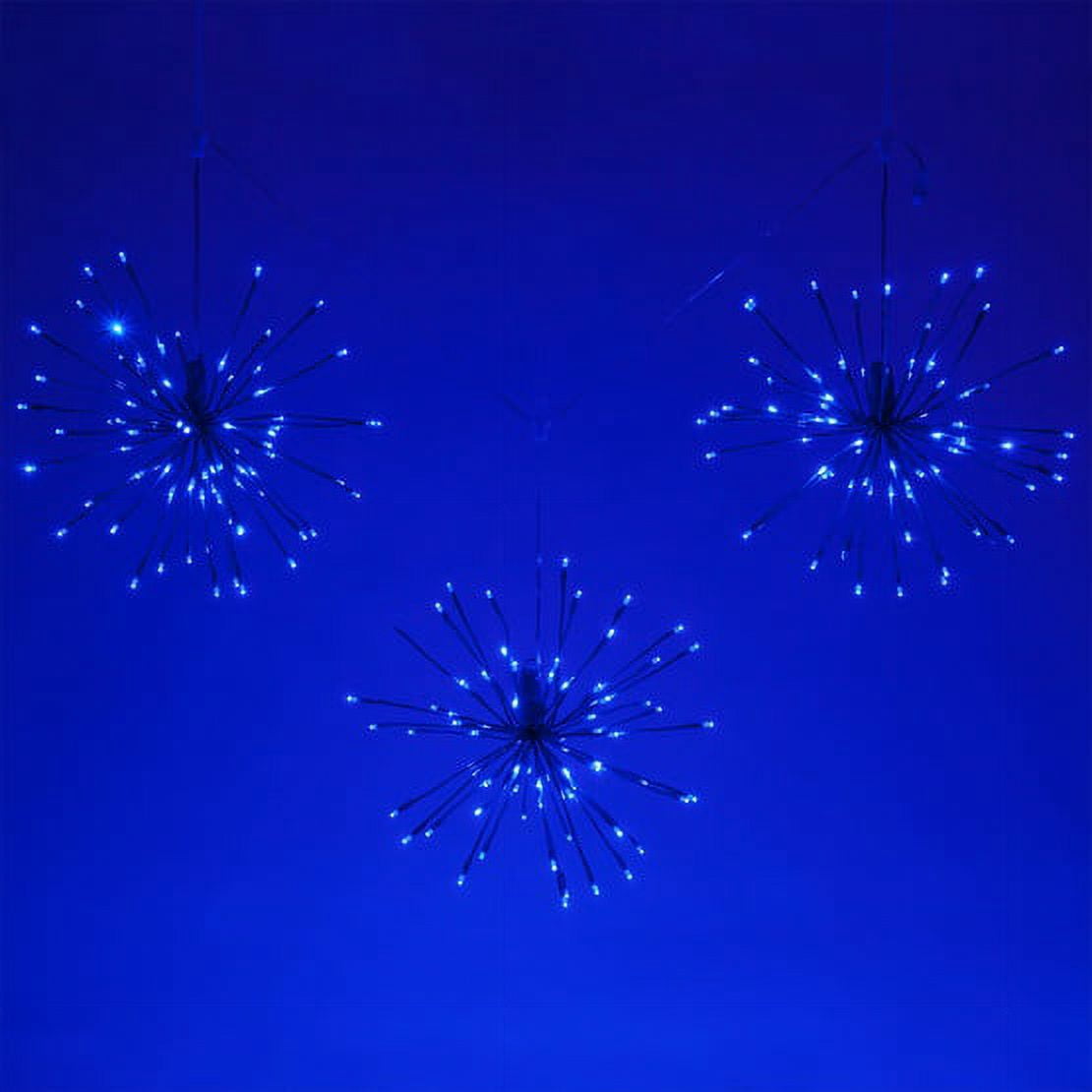 Wintergreen Lighting LED Starburst 5mm Light Balls, Fairy Lights, Lighted Branches, 15in Blue Branches/Blue Twinkle Lights, Set of 3