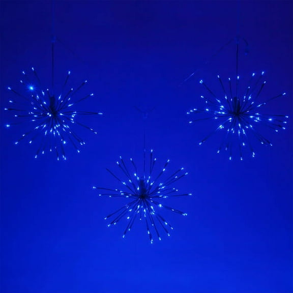 Wintergreen Lighting LED Starburst 5mm Light Balls, Fairy Lights, Lighted Branches, 15in Blue Branches/Blue Twinkle Lights, Set of 3