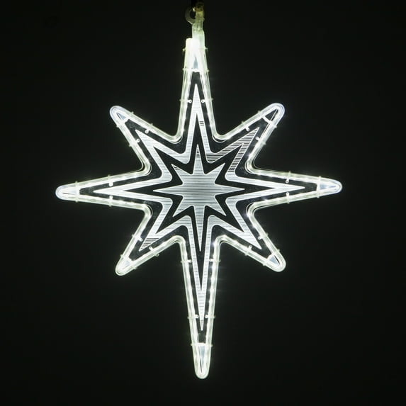 Wintergreen Lighting Laser Etched Acrylic Clear Christmas Decorations, Lit Window Decorations Christmas Light Decorations Indoor-Outdoor (18", Clear Bethlehem Star with Starburst Design)