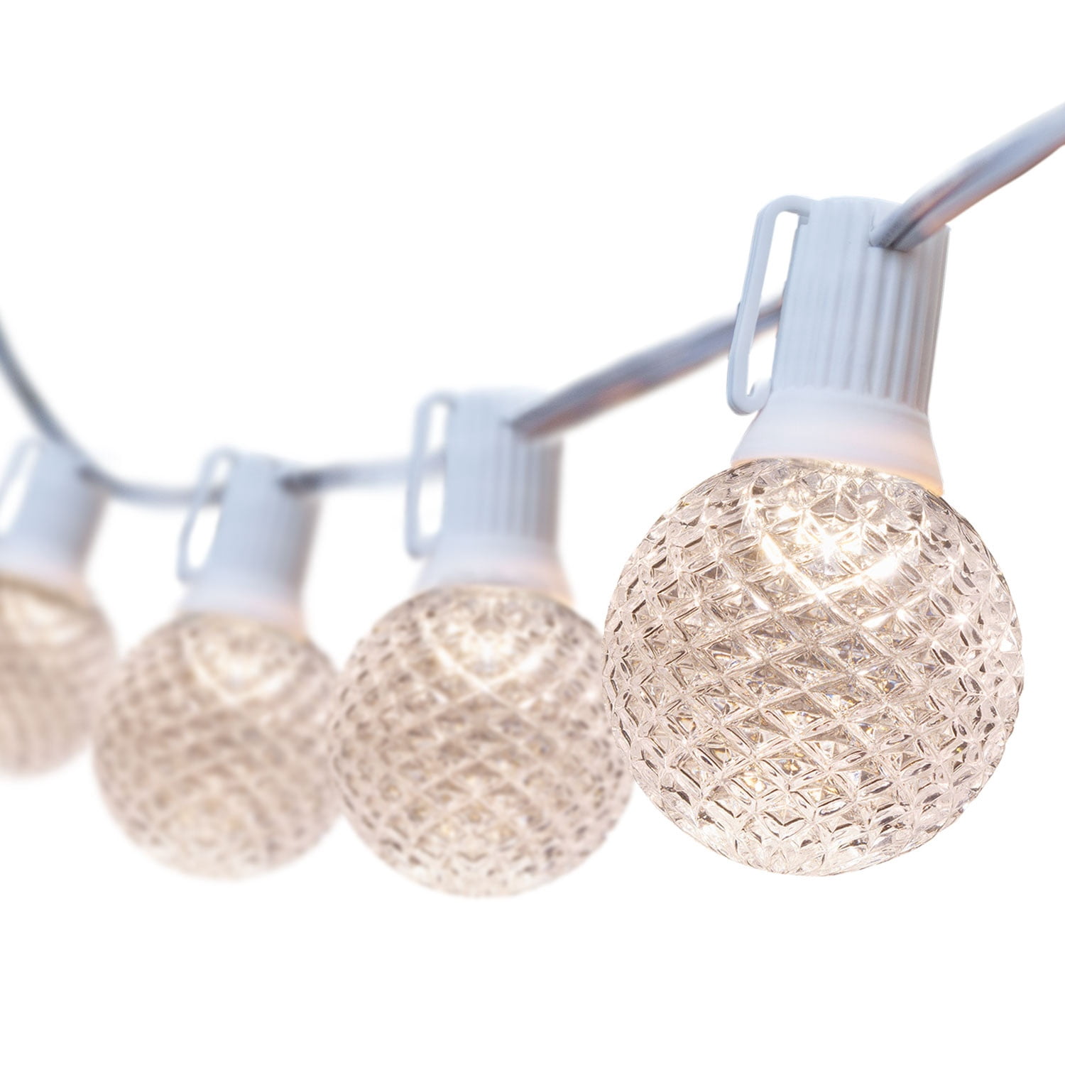 Wintergreen Lighting OptiCore Shatterproof Warm White Outdoor Patio Lights, Heavy Duty G50 Globe String Lights, White Wire, 25 Lights, 25’