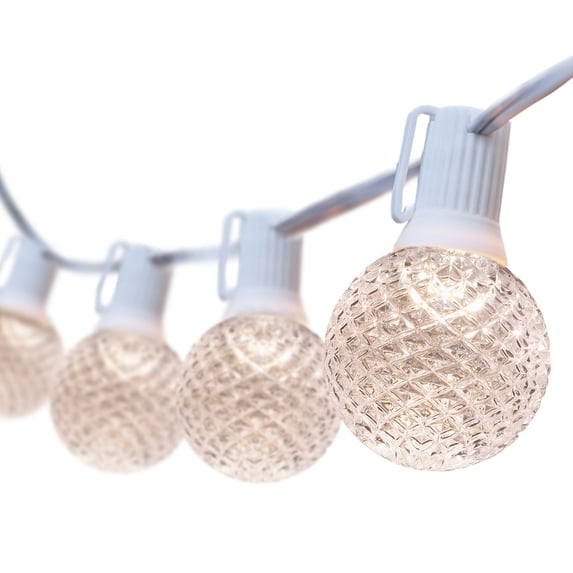 Wintergreen Lighting OptiCore Shatterproof Warm White Outdoor Patio Lights, Heavy Duty G50 Globe String Lights, White Wire, 25 Lights, 25’