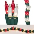 thumbnail image 1 of Wintergreen Lighting Red/Clear Cluster String Lights Garland, 9ft, 300 Lights, Green Wire Christmas Patio Porch Railing Banister Lights, 1 of 5