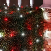 Wintergreen Lighting Red and White Twinkle Net Lights LED Mesh Lights Christmas String Lights, 4 x 6, 100 Lights - Green Wire
