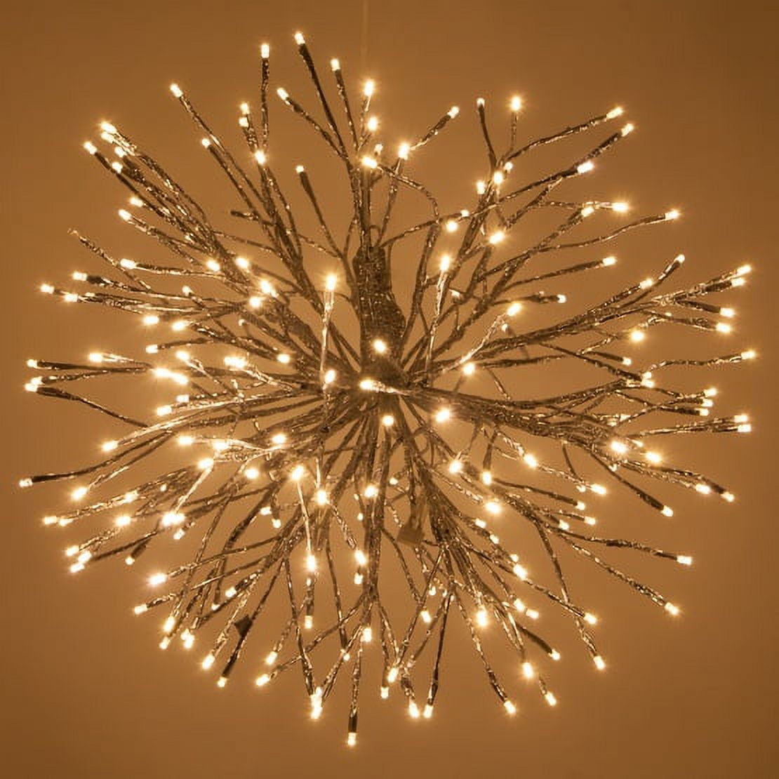 Wintergreen Lighting Starburst Lighted Branches, 24", Silver with 200 Warm White LED Twinkle Lights, Fully Shapeable, Plug-In