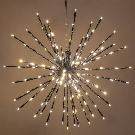 Wintergreen Lighting Starburst Lighted Branches Decoration, 18", Silver with Warm White LED Twinkle Lights, Plug-in