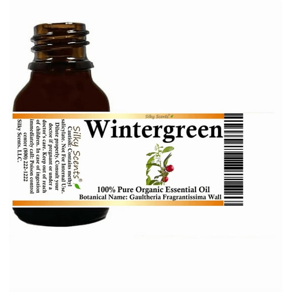 Wintergreen Organic Essential Oil 1 fl oz (30 ml) - 100% Pure and Natural by Silky Scents