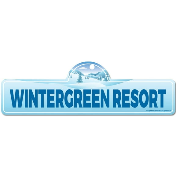 Wintergreen Resort Street Sign | Indoor/Outdoor | Skiing Skier Snowboarder Décor for Ski Lodge Cabin Mountian House | SignMission personalized gift