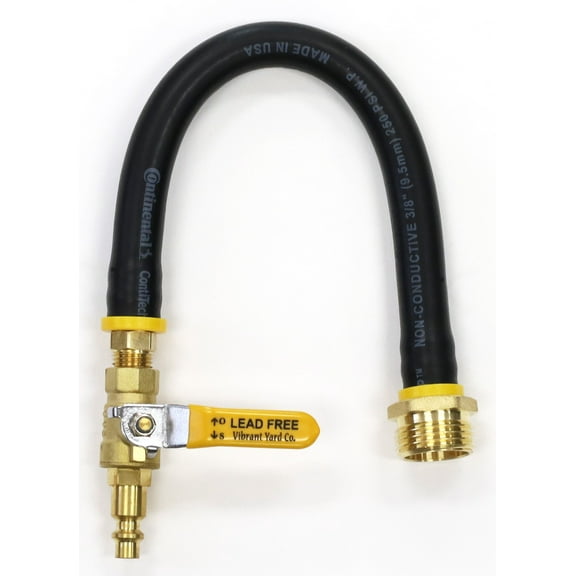 Winterize RV, Motorhome, Boat, Camper, and Travel Trailer: Air Compressor Quick-Connect Plug to Male Garden Hose Faucet Blow Out Adapter with Valve (Lead-Free Brass), 14" Long