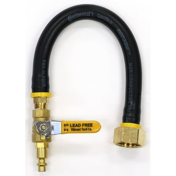 Winterize Sprinkler Systems and Outdoor Faucets: Air Compressor Quick-Connect Plug To Female Garden Hose Faucet Blow Out Adapter with Shut-Off Valve (Lead-Free Brass), 14" Long