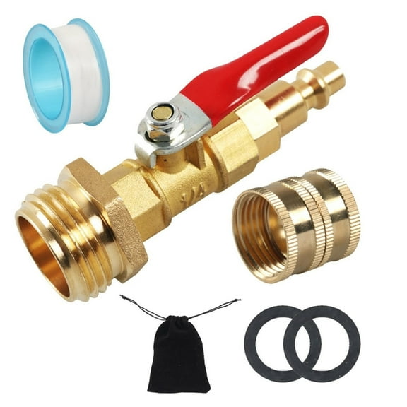 Winterizing Blowout Adapter with Shut Offs Valves, Sprinkler Blowout Adapter with Quick Connecting Plug to 3/4 Garden Ho