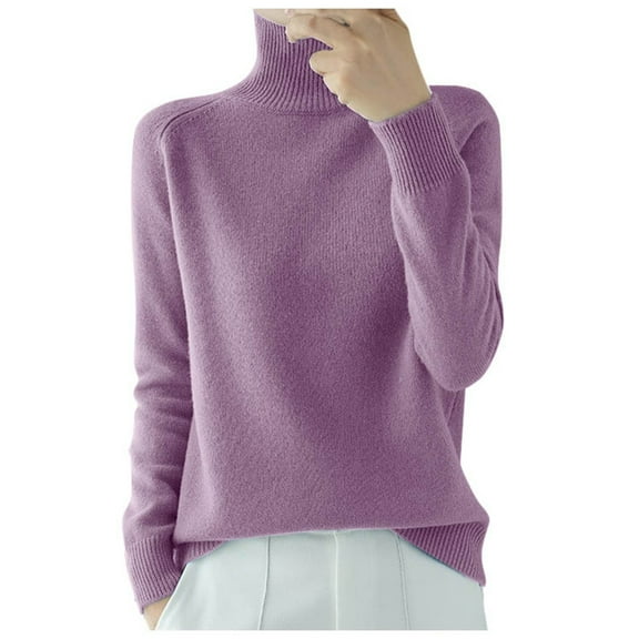 Winterl Sweaters for Women Winter Clothing for women Solid Color Stand Collar Sweater Autumn and Winter Pullover Knitted Long Sleeve Bottoming Shirt