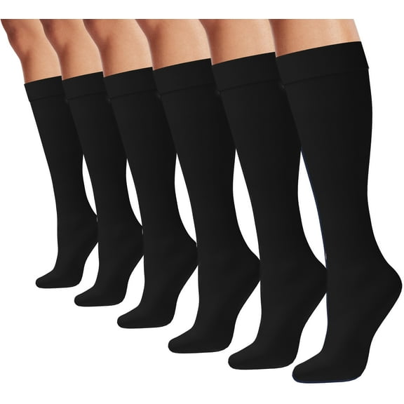 Winterlace Women's Silky Knee High Trouser Socks, Opaque Stretchy, Assorted Colors, 6-Pack