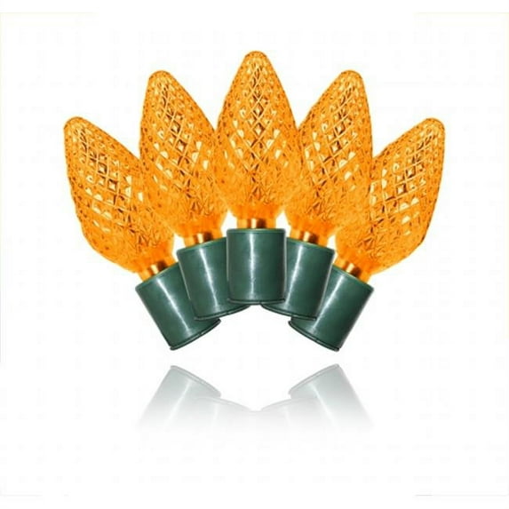 Winterland C-25C9OR-12G 25 Count Commercial Grade Faceted C9 Orange LED On Green Wire