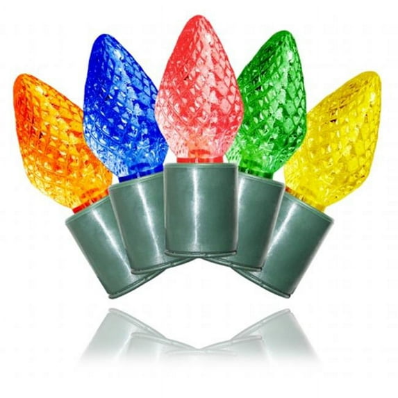 Winterland S-25C75M-8G C7 Multi Colored LED Light Set With In-Line Rectifer On Green Wire