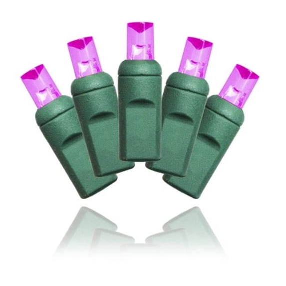 Winterland S-50MMPI-6GST Strobe 5 mm. Conical Pink LED Light Set With In-Line Rectifer On Green Wire