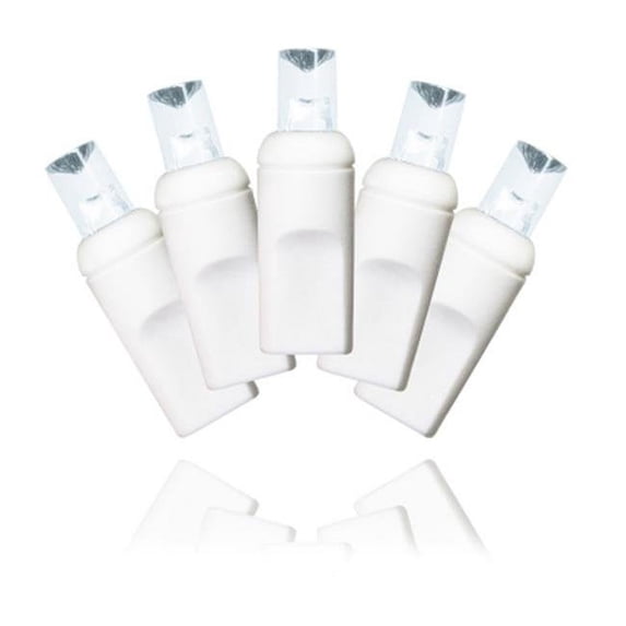 Winterland S-50MMPW-4W 5 mm. Conical Pure White LED Light Set With In-Line Rectifer On White Wire
