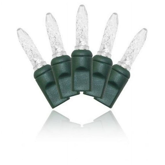 Winterland S-70M5PW-4G M5 Faceted Pure White LED Light Set With In-Line Rectifer On Green Wire