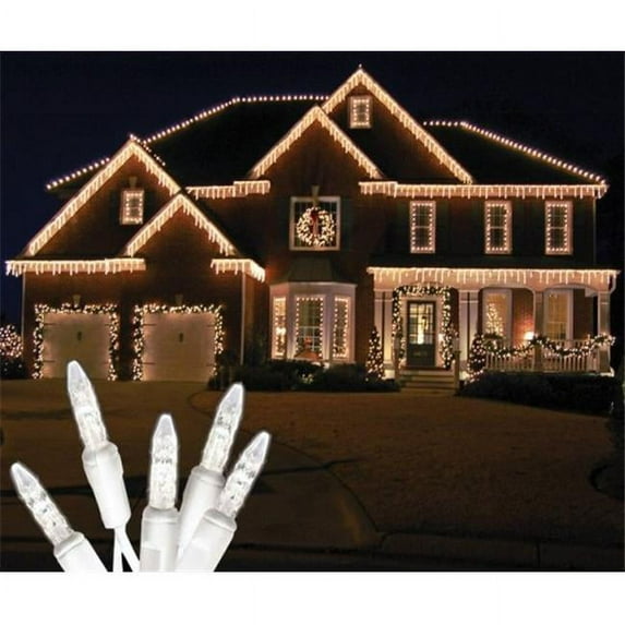 Winterland S-ICM5PW-IW Standard Icicle M5 Pure White LED Light Set On White Wire