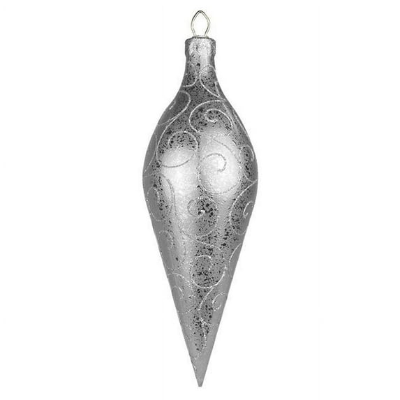 Winterland WL-FIN-A-16-SLV 16 in. Finial Ornament Silver with Silver Glitter Swirl