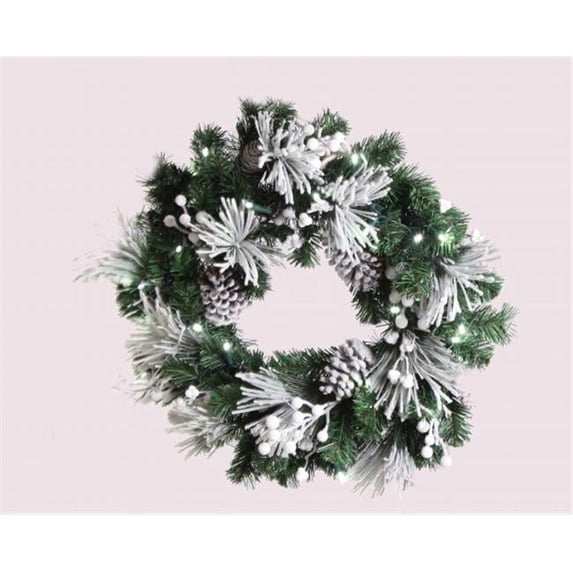 Winterland WL-GWFL24-WC-PW 24 in. Pvc Pine Flocked White With White Berries