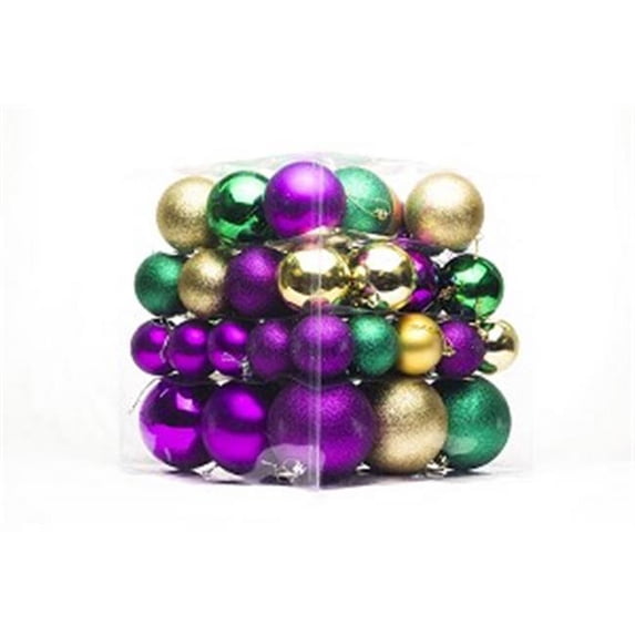 Winterland WL-ORN-62PK-GPG 62 Piece Ball Ornament Set - Green, Purple & Gold