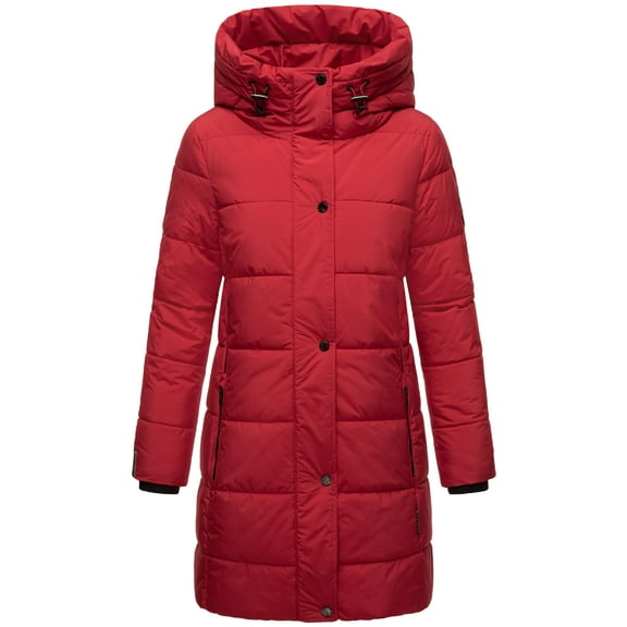 Marikoo Women's Thigh-Length Quilted Winter Coat with Hood - Karumikoo XVI