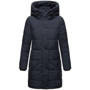 Marikoo Womens Thigh-Length Quilted Winter Coat with Hood - Karumikoo XVI