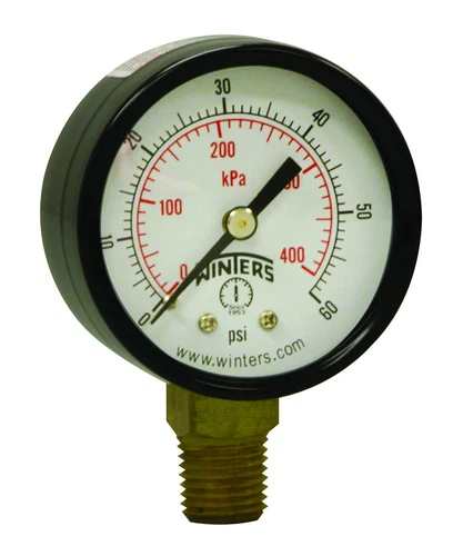 Winters 2 Inch Dial Size, Multi Function Economy Utility Dry Pressure Gauge,