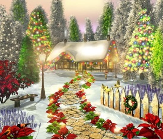 Winters Cottage Canvas Art - Caplyn Dor (27 x 23)