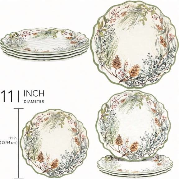 Winters Forest 11 Melamine Dinner Plates Set of 4