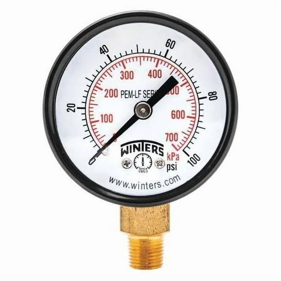 Winters Gauge,Pressure,2in.,0 to 100 psi PEM208LF