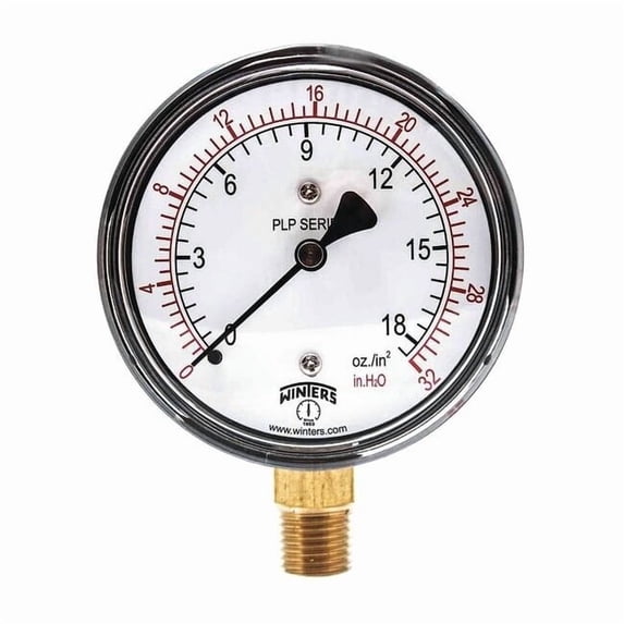 Winters Low Pressure Gauge,Bottom,0 to 32 in H2O PLP301