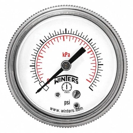Winters P9s901456 Process Pressure Gauge, 0 To 30 Psi, 3 1/2 In Dial, 1/4 In