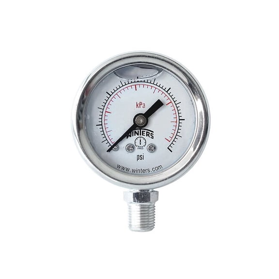 Industrial Pressure Gauge, 0 to 600 psi, 1 1/2 in Dial, 1/8 in NPT, Bottom Location PFQ1208